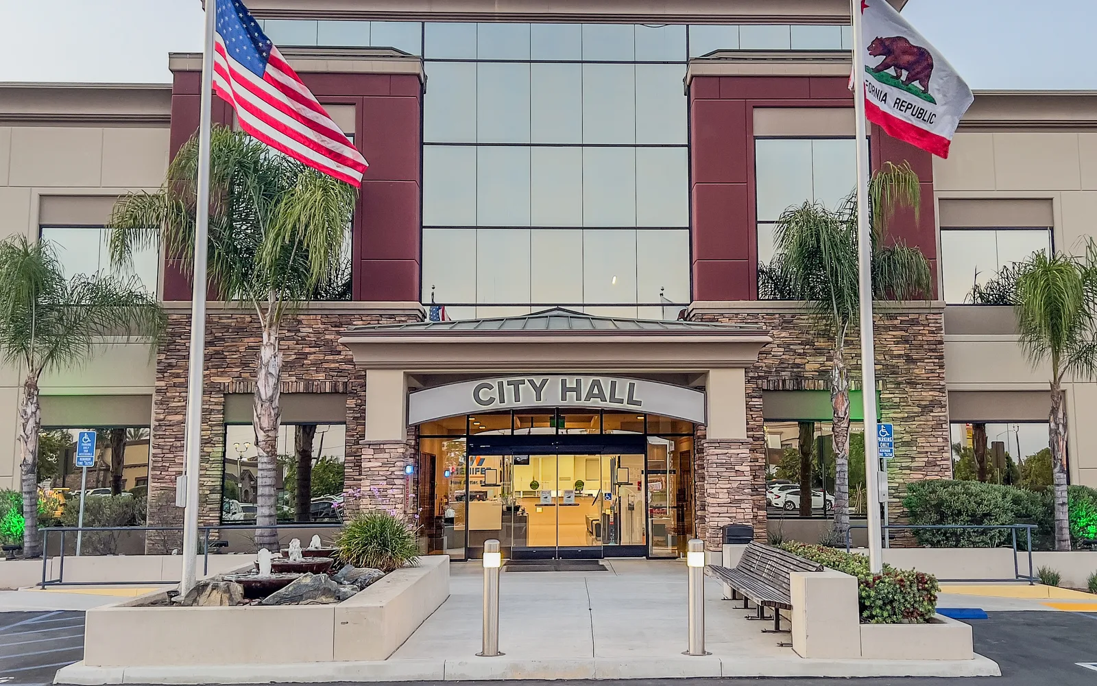 Menifee City Hall, a contemporary civic building with rounded architectural features in Orange County, California